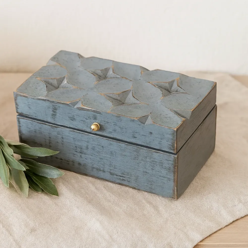 Aufbewahrungsbox Grau Stern 22x12x10cm