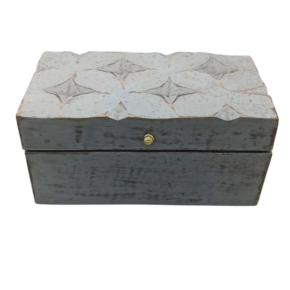 Aufbewahrungsbox Grau Stern 22x12x10cm