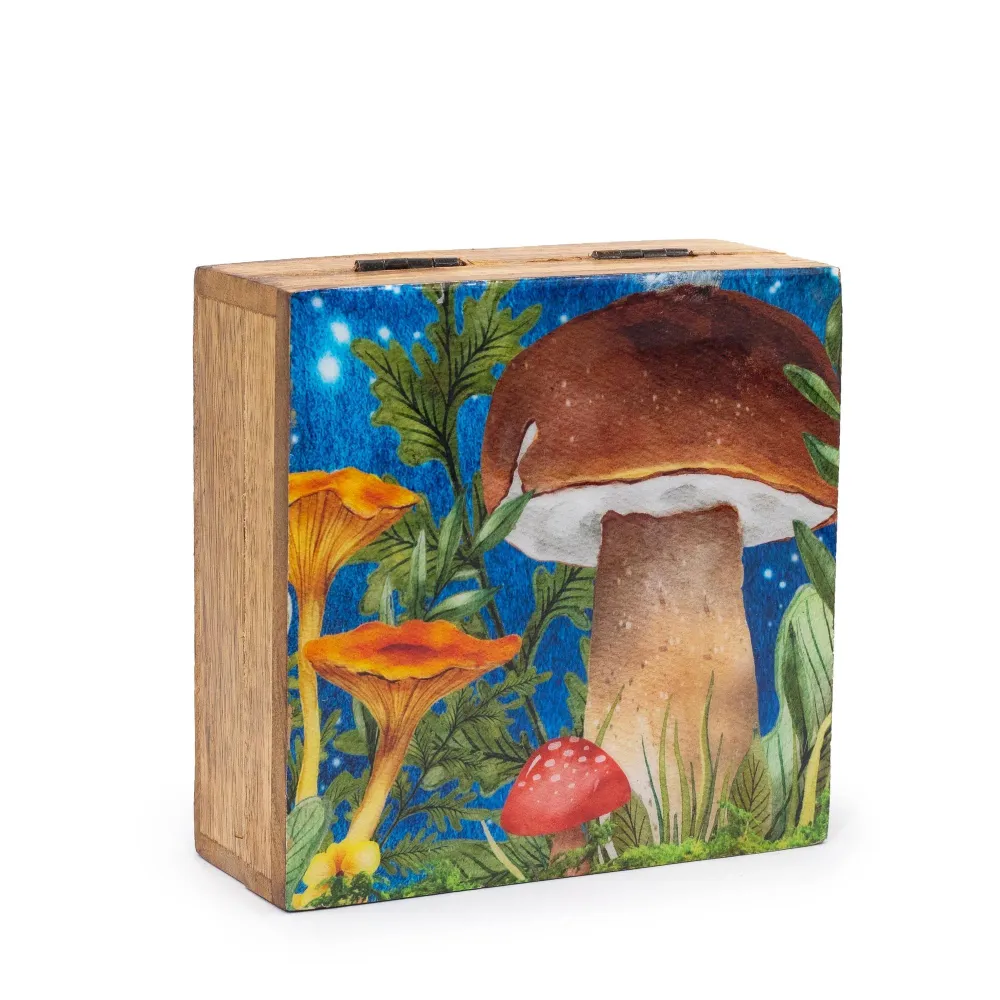 Aufbewahrungsbox Mittel Quadratisch Pilz Türkis 13,5x13,5x6cm