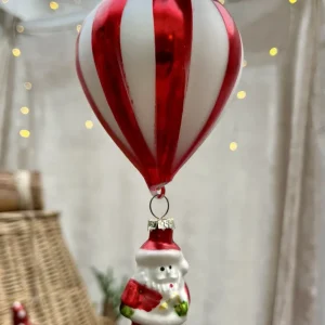 Christbaumkugel „Santa als Ballonfahrer“ - Glas - ca. 15cm