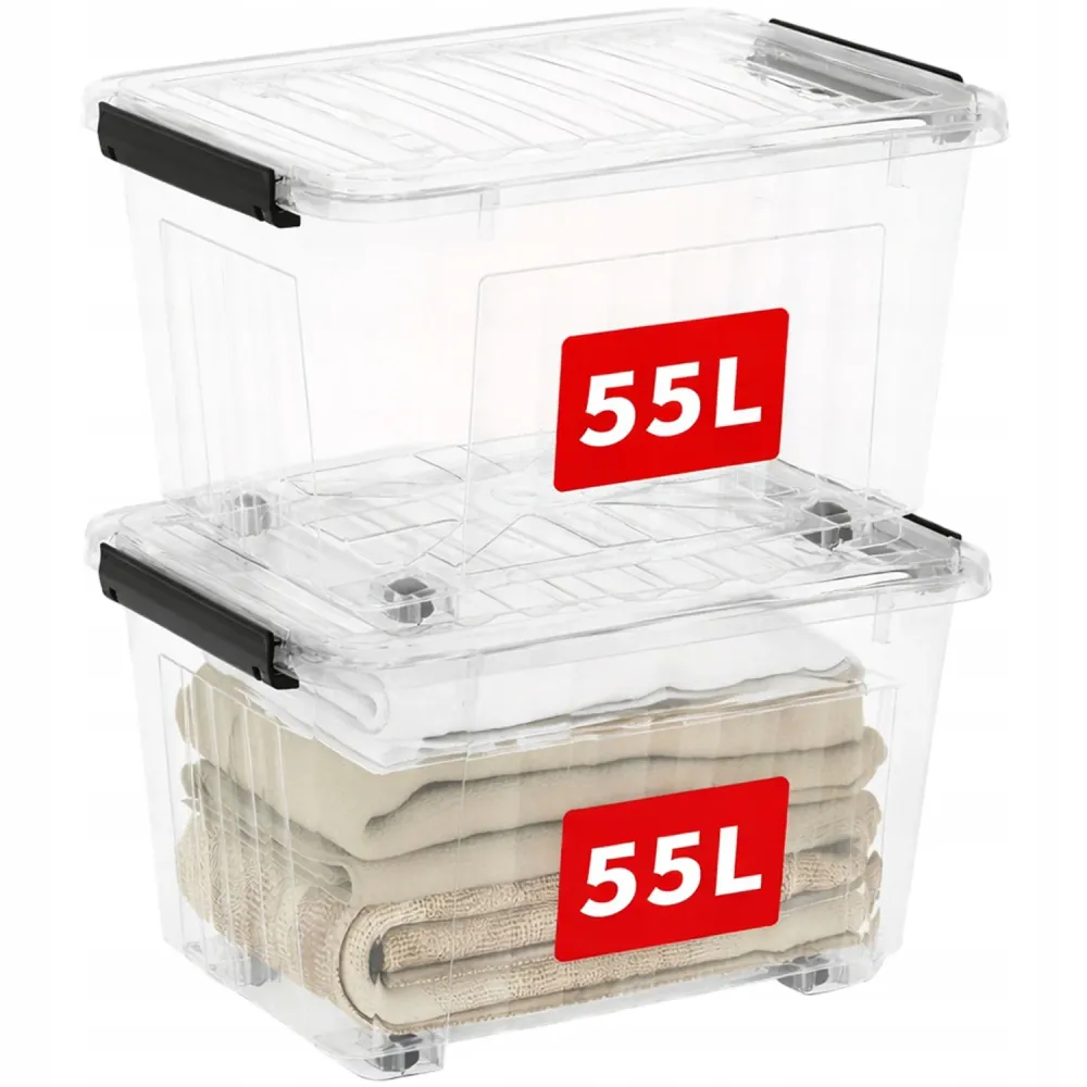 Kunststoff-Aufbewahrungsbox 55 L mit Rollen