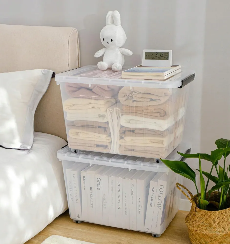 Kunststoff-Aufbewahrungsbox 55 L mit Rollen