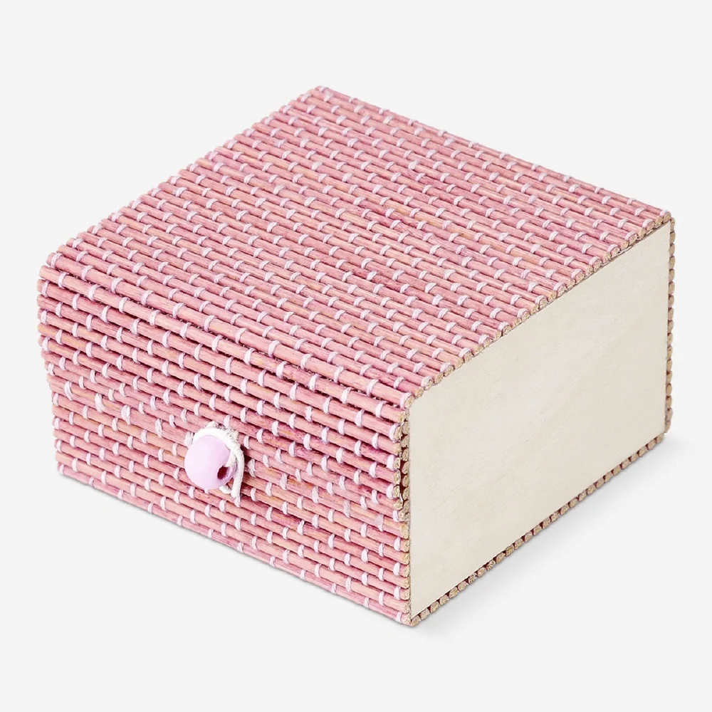 Lila Aufbewahrungsbox aus Bambus - 9x9 cm