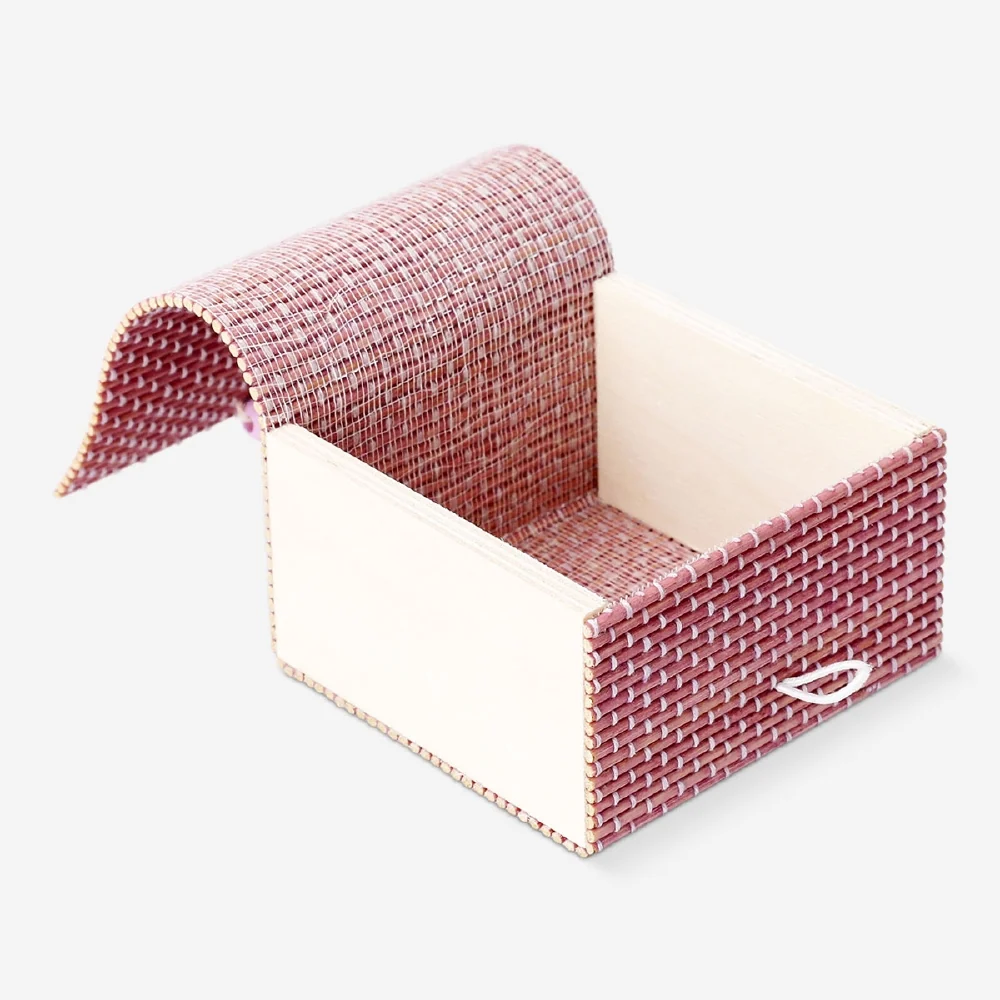 Lila Aufbewahrungsbox aus Bambus - 9x9 cm