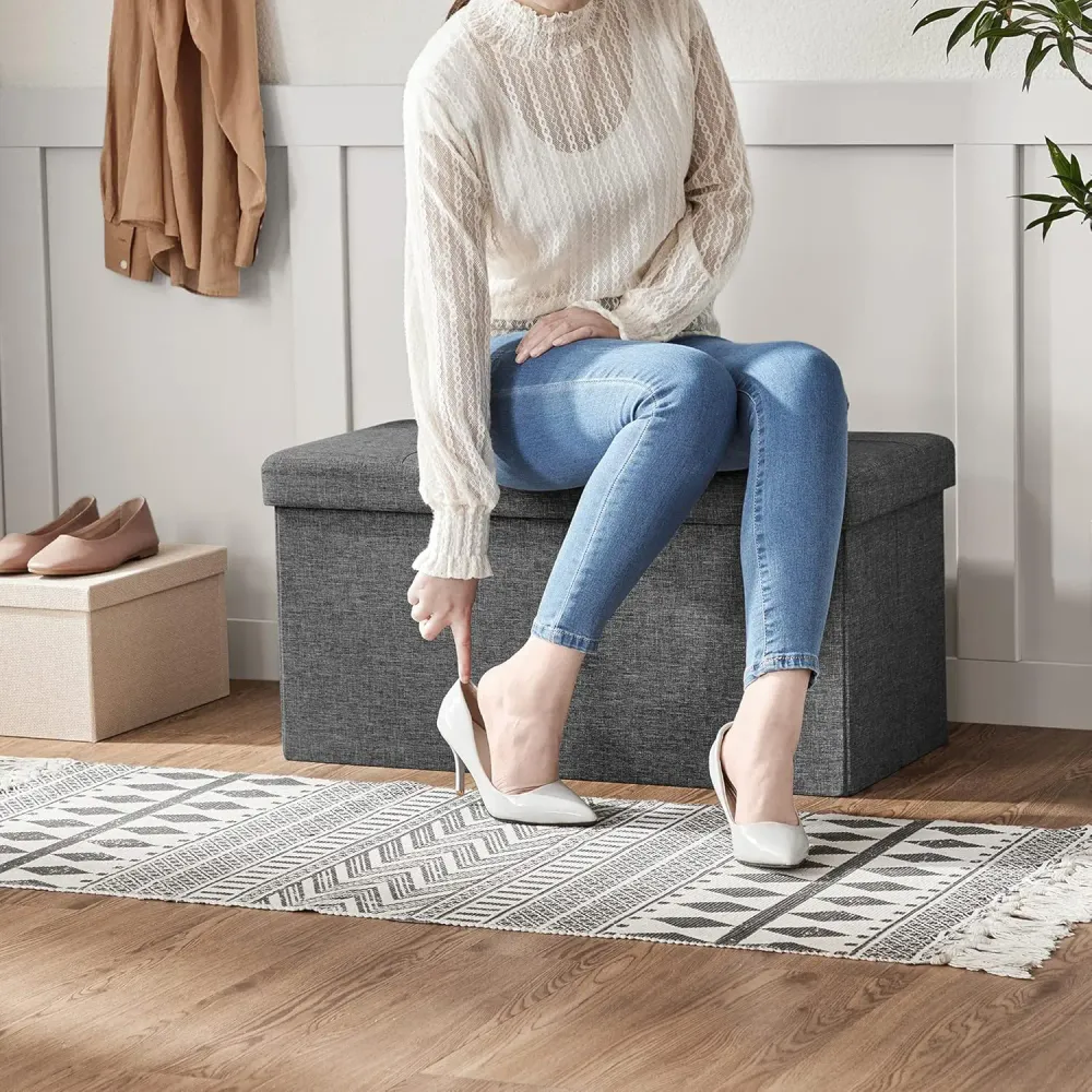 Sitzbank Aufbewahrungsbox klappbar 300kg Schiefergrau