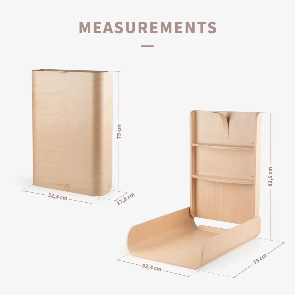 Wandwickeltisch - Sebra Care - Wooden Edition