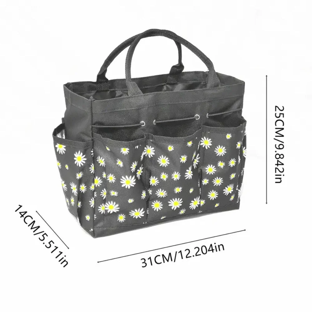 Oxford Floral Garden Tool Organizer Bag Black Casa & Beyond