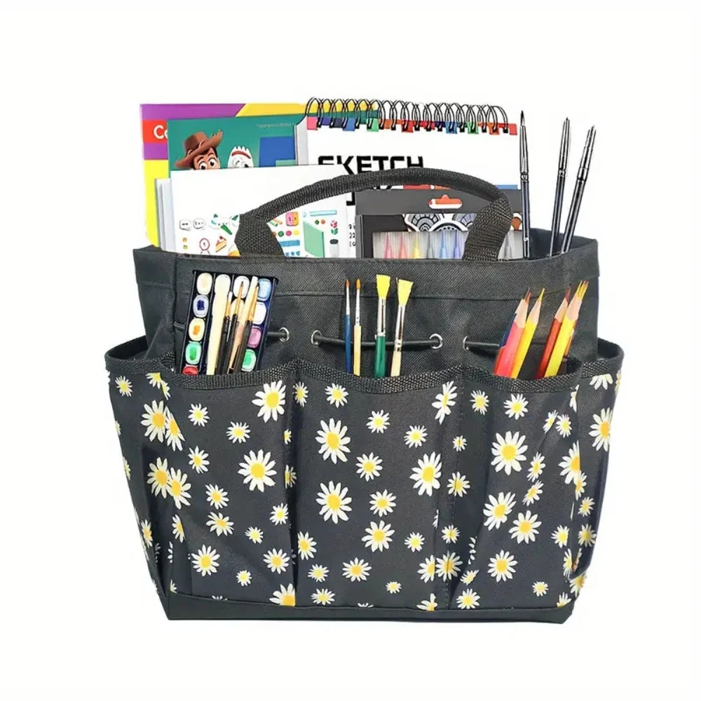 Oxford Floral Garden Tool Organizer Bag Black Casa & Beyond