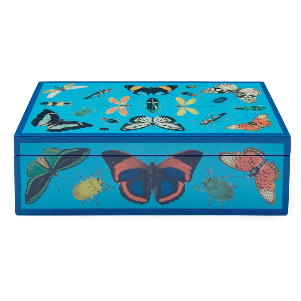 Deko Box BOTANIST Lacquer, medium blau
