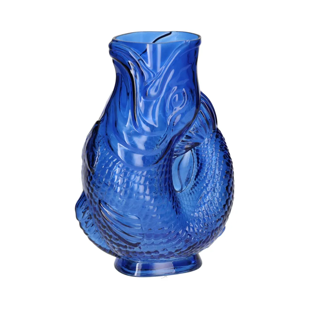 Fischvase JACQUARD S aus Glas Blau, 16,5x24x10cm