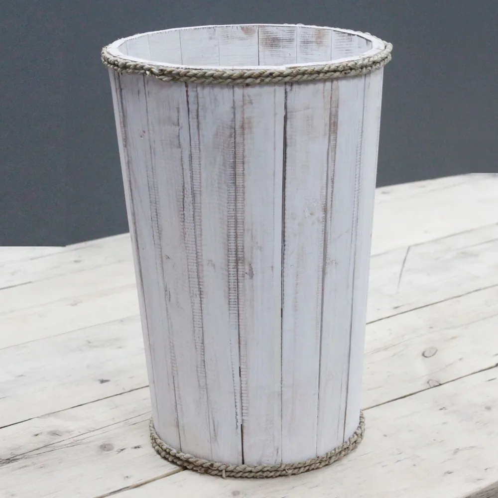 Großer Nautischer Dekoeimer – Whitewash (45 x 32 cm)