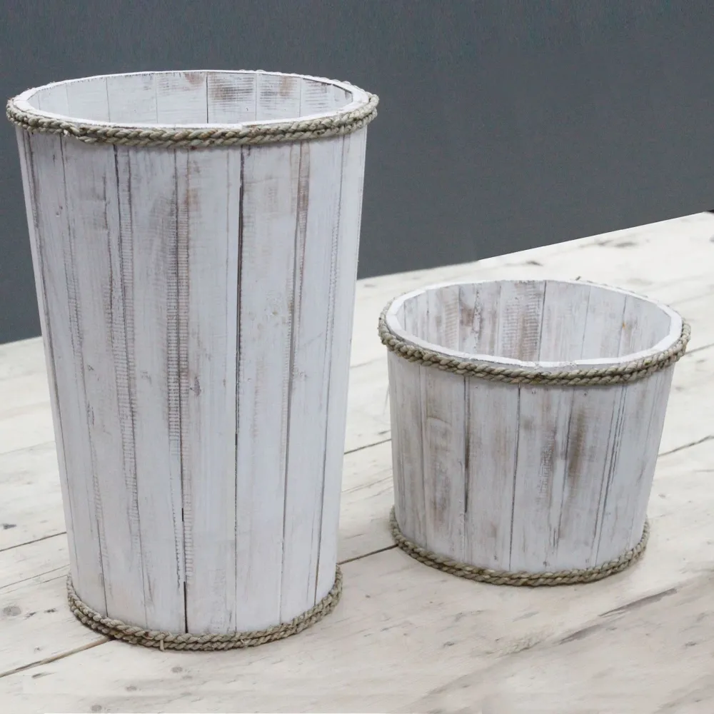 Großer Nautischer Dekoeimer – Whitewash (45 x 32 cm)