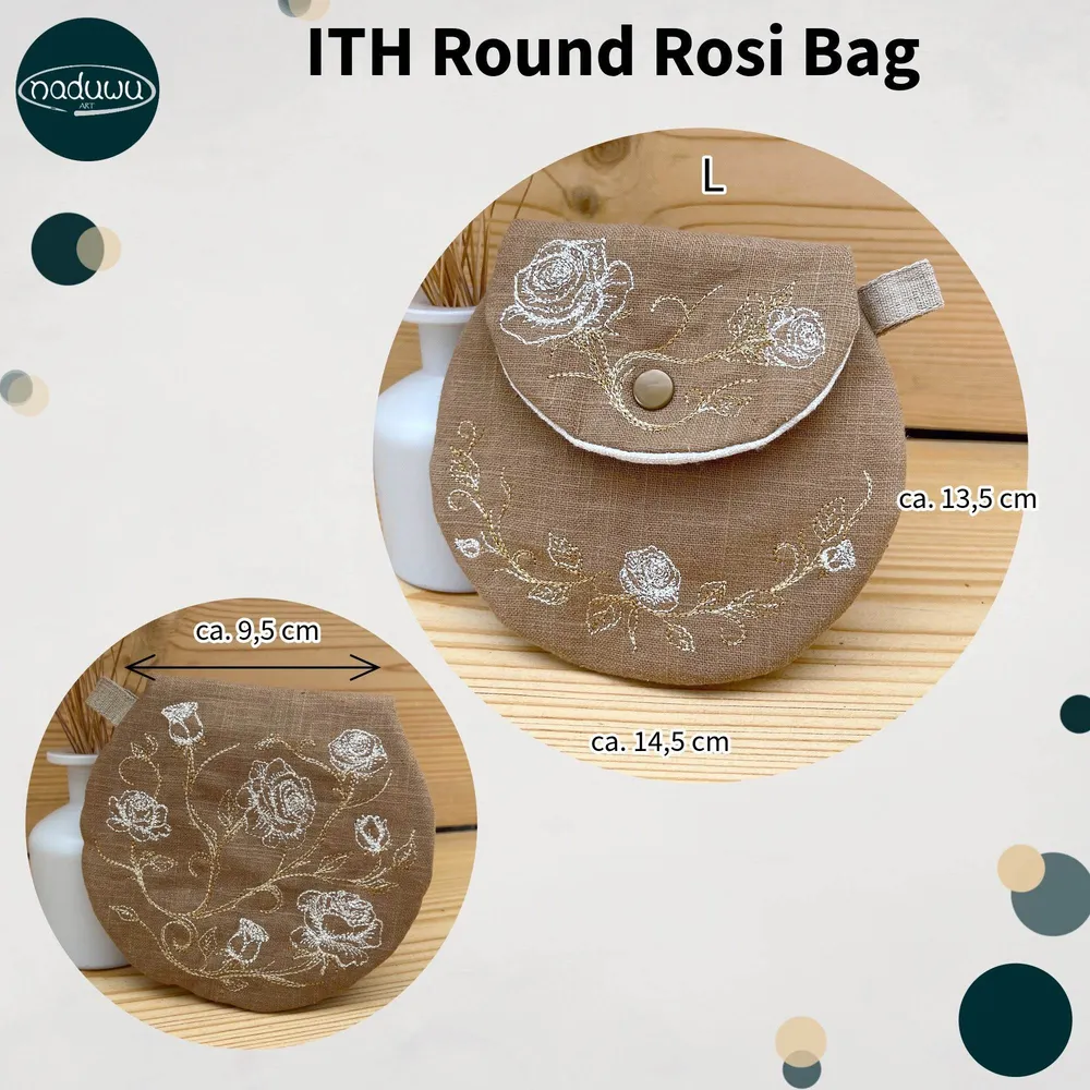 Stickdatei Round Rosi Bag 16x23, ITH runde Tasche