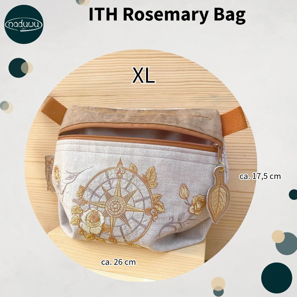 Stickdatei Umhängetasche 20x28, ITH Stickdatei Rosemary Bag