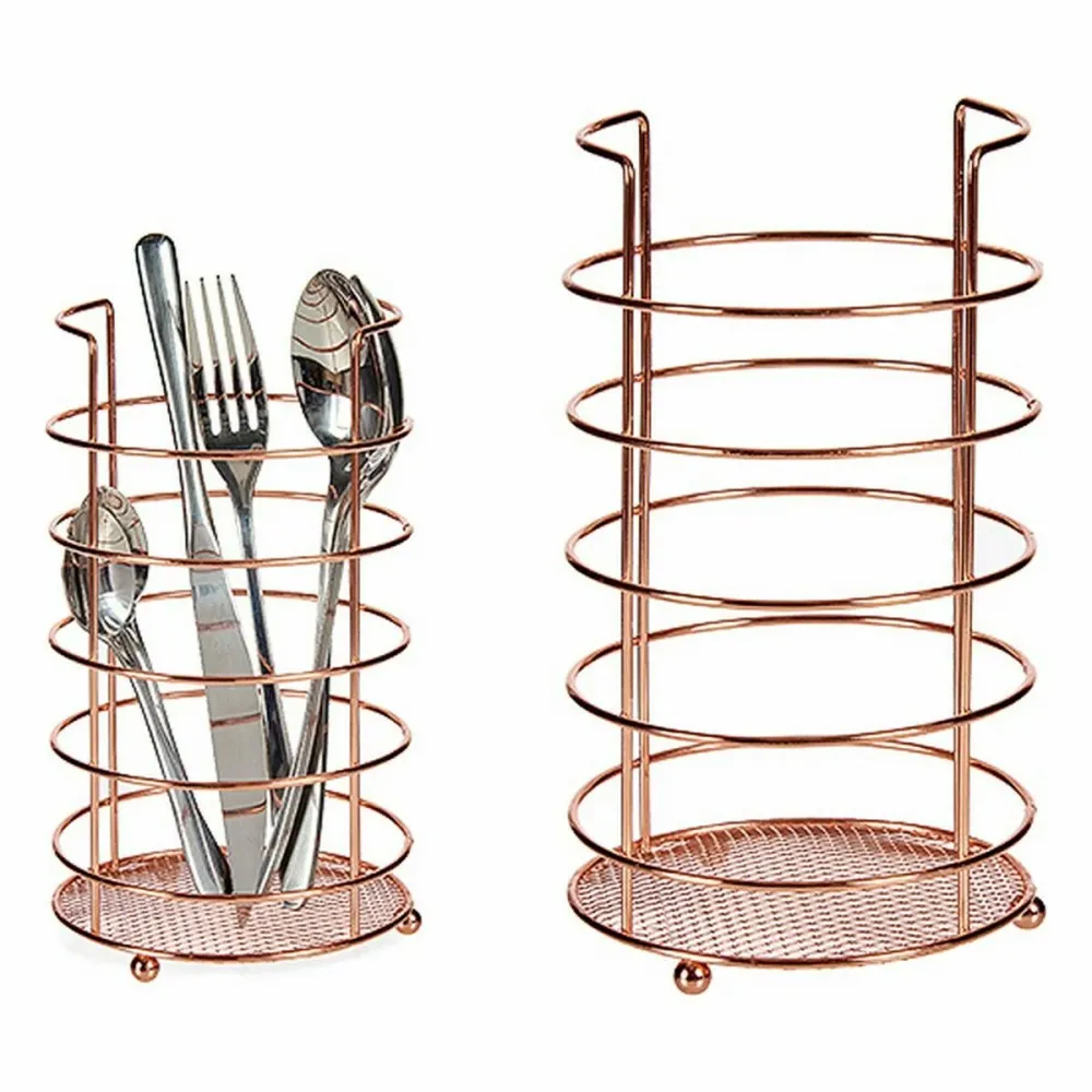 Abtropfbehälter für Besteck Kupfer Metall 11,5 x 20,5 x 11,5 cm (24 Stück)