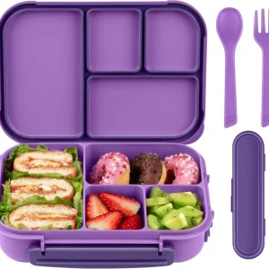 Amathley Lunchbox Kinder Bento Box 1200ml mit Besteck und