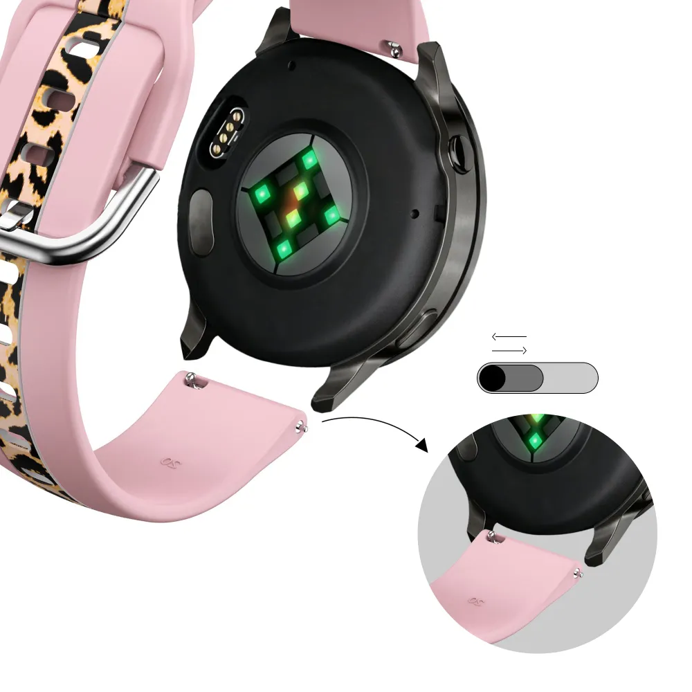 Bandz Garmin Vivomove Luxe Dual Leopard Armband (Hellrosa)