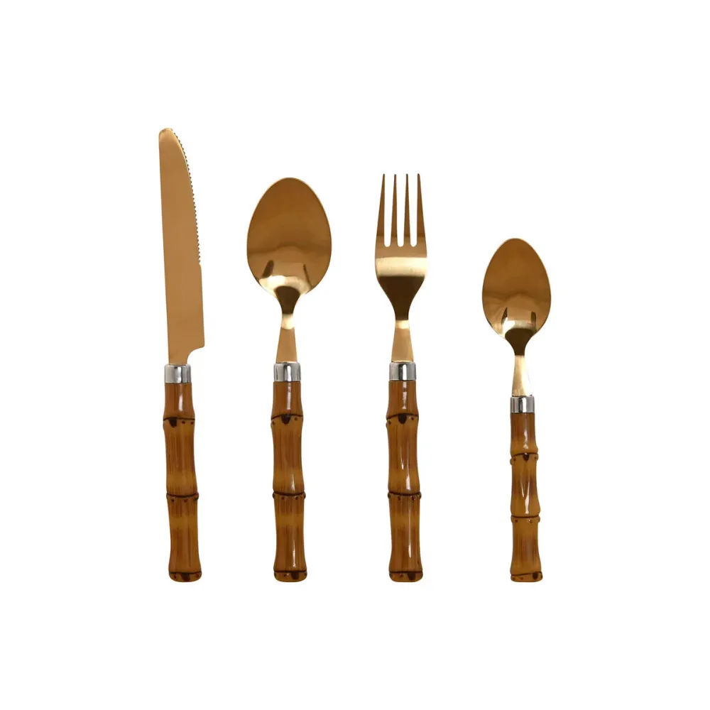 Besteck Home ESPRIT Gold natürlich Edelstahl 3 x 2 x 16 cm 24 Stücke