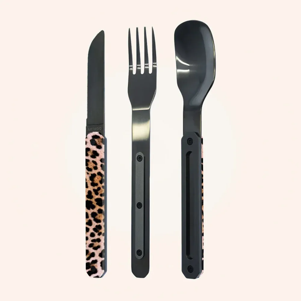 Gerades magnetisches Besteck 12H34 - Leopard - Akinod