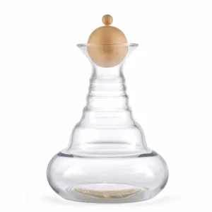 Karaffe Alladin 1,3l Gold - Blume des Lebens - Zirbenholzstöpsel - mundgeblasen