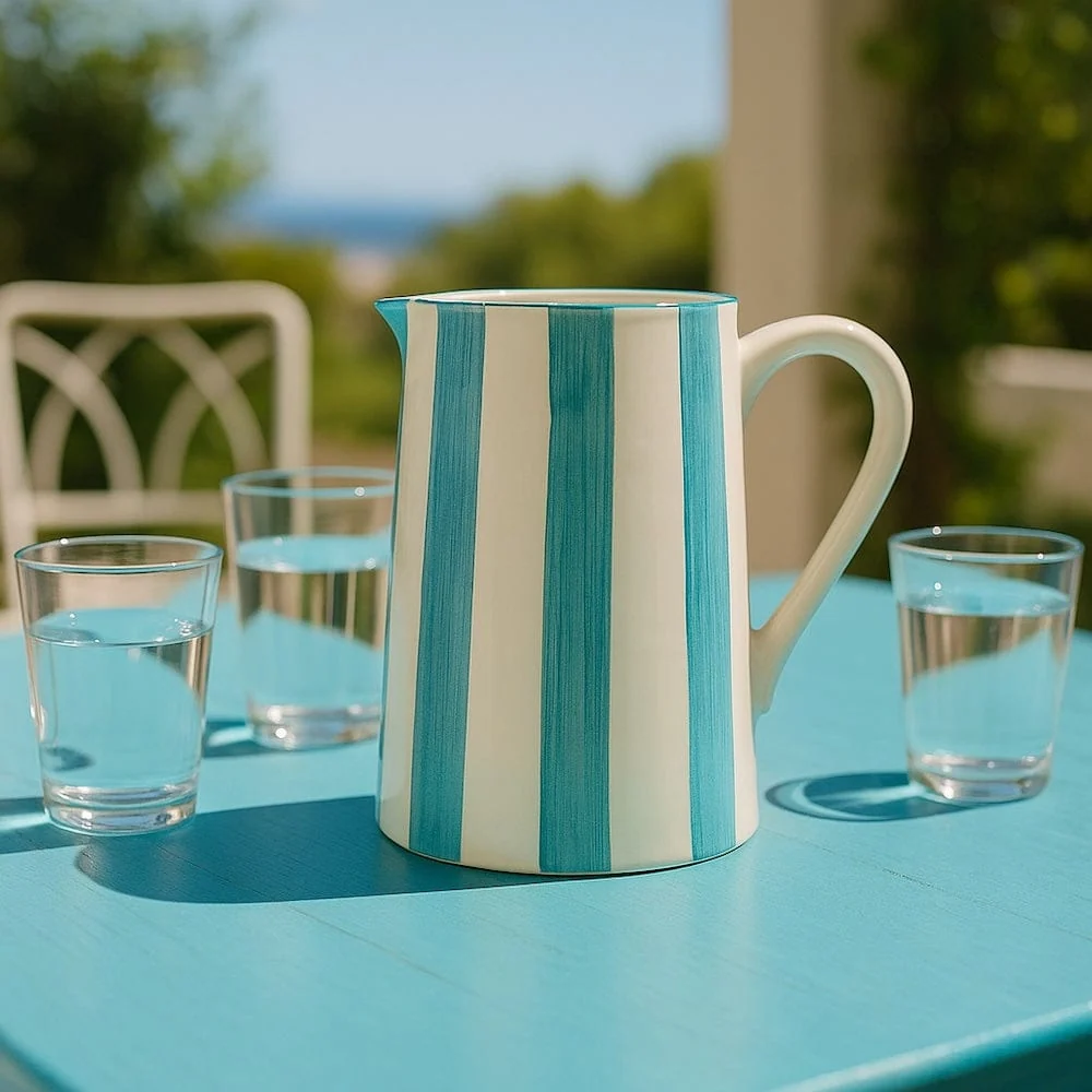 Karaffe gestreift "Costa Nova Mar" - Türkis