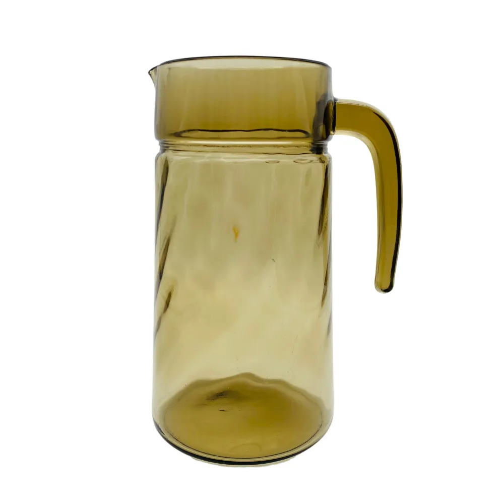 LUMINARC Karaffe Kanne Rauchglas Krug 70er Jahre Frankreich Glas