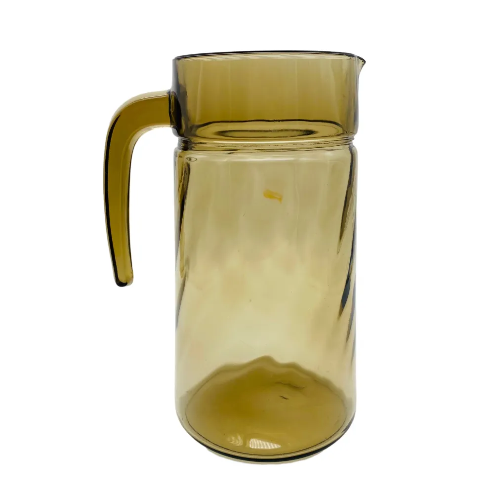 LUMINARC Karaffe Kanne Rauchglas Krug 70er Jahre Frankreich Glas