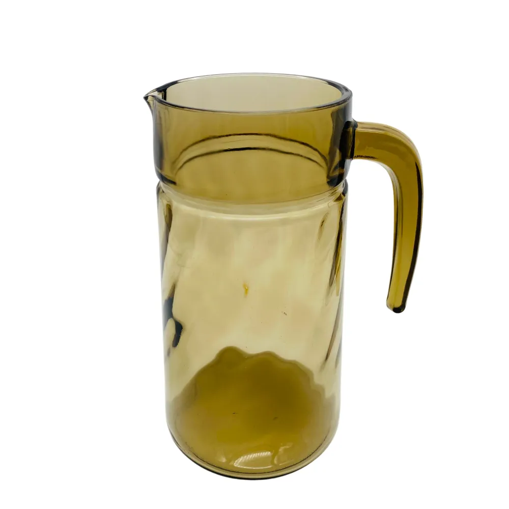 LUMINARC Karaffe Kanne Rauchglas Krug 70er Jahre Frankreich Glas