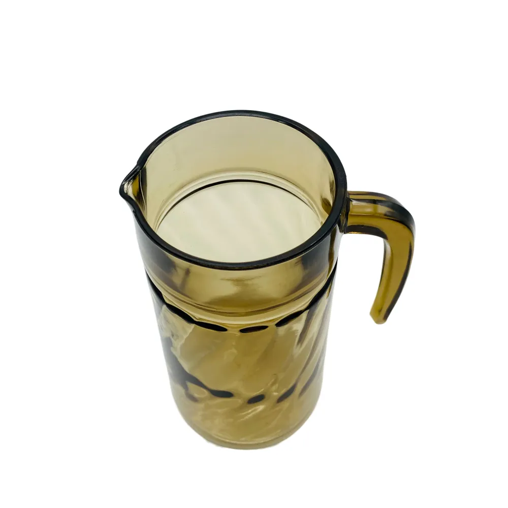 LUMINARC Karaffe Kanne Rauchglas Krug 70er Jahre Frankreich Glas