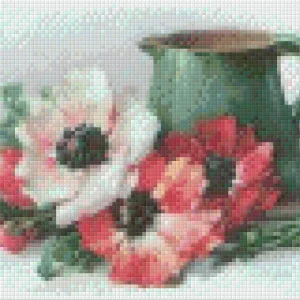 Pixelhobby Klassik Set - Grüne Kanne mit Anemonen