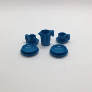 Playmobil 4x Teller mit Tassen und Unterteller und Kanne - blau - C2906