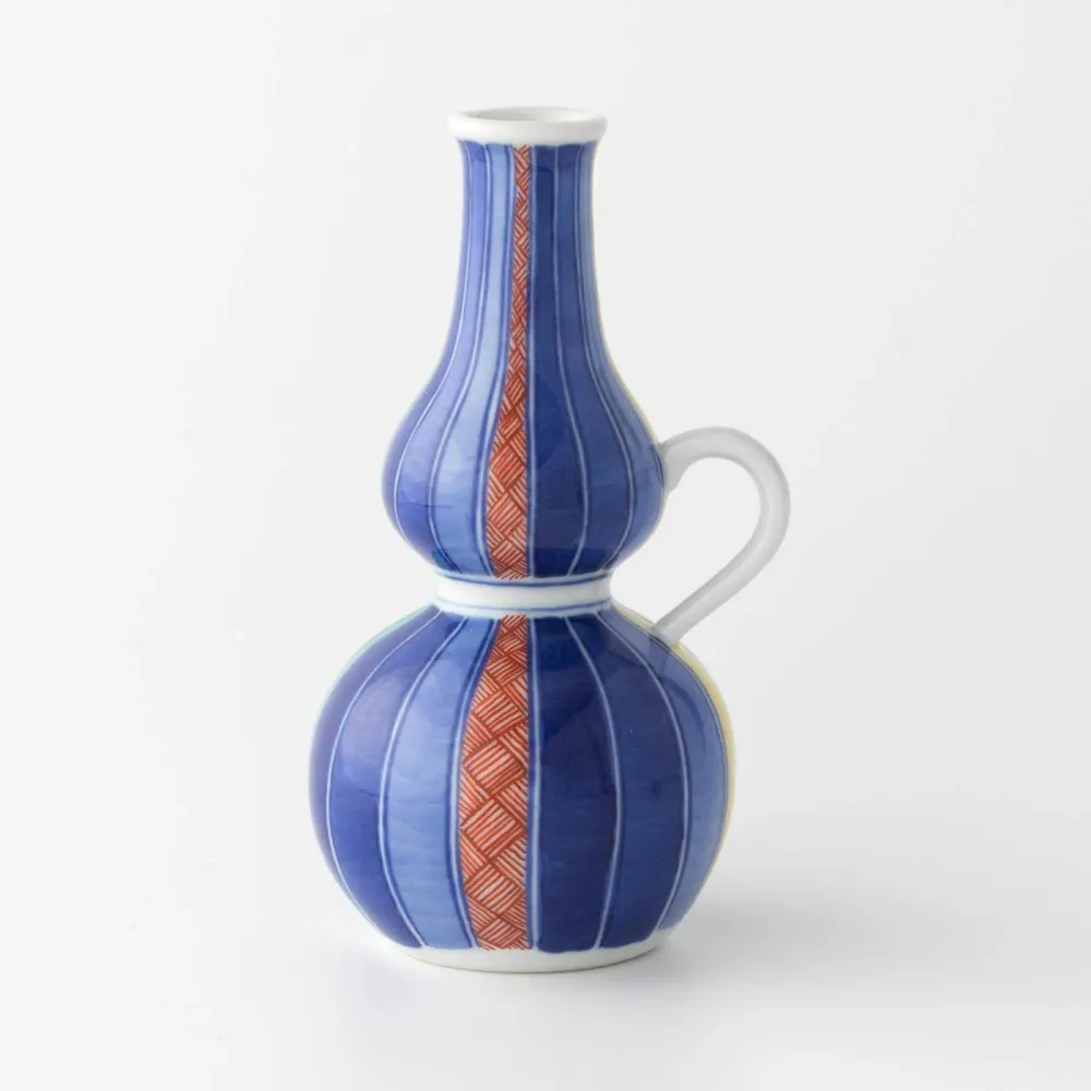 Sake-Karaffe Kürbisform mit Linienmuster