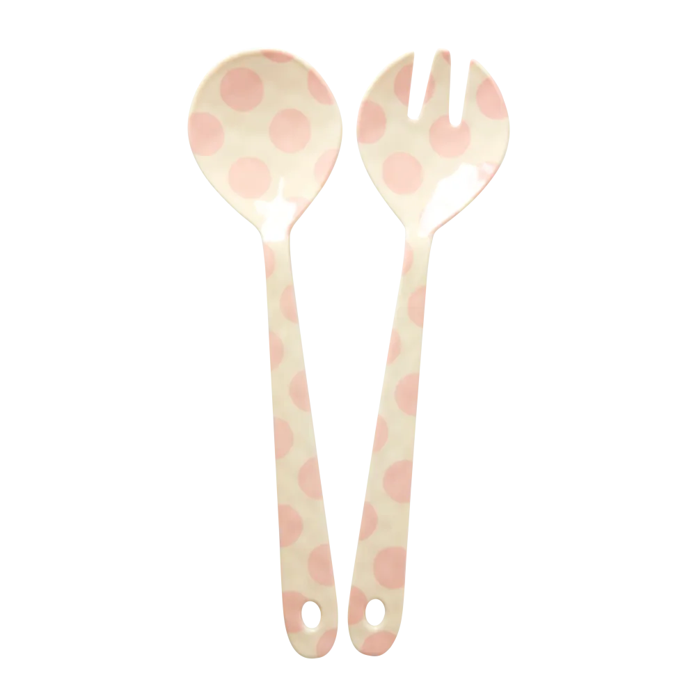 Salat Besteck - Hellrosa - Pink Dots Print