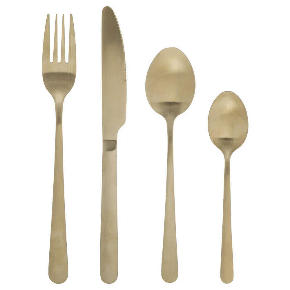 SG Secret de Gourmet Besteck-Set Green Harmony 24-tlg., Essbesteck für 6 Personen, Edelstahl, Goldfarben, 173746