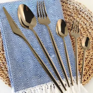 36 teiliges 6 Personen Gold Messer, Gabel und Löffel (Besteck) Set