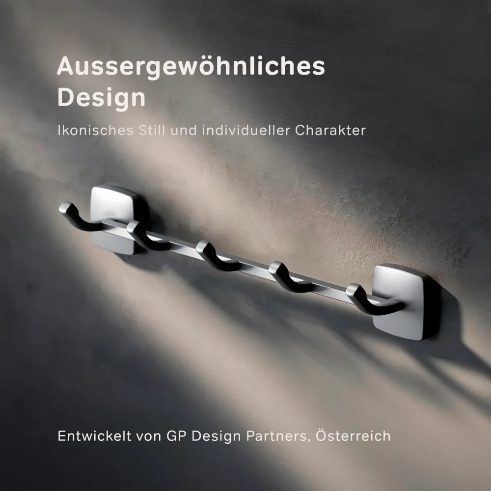 AGA35922 Handtuchhaken Gem Handtuchhaken-Set Wandhaken, Schwarz
