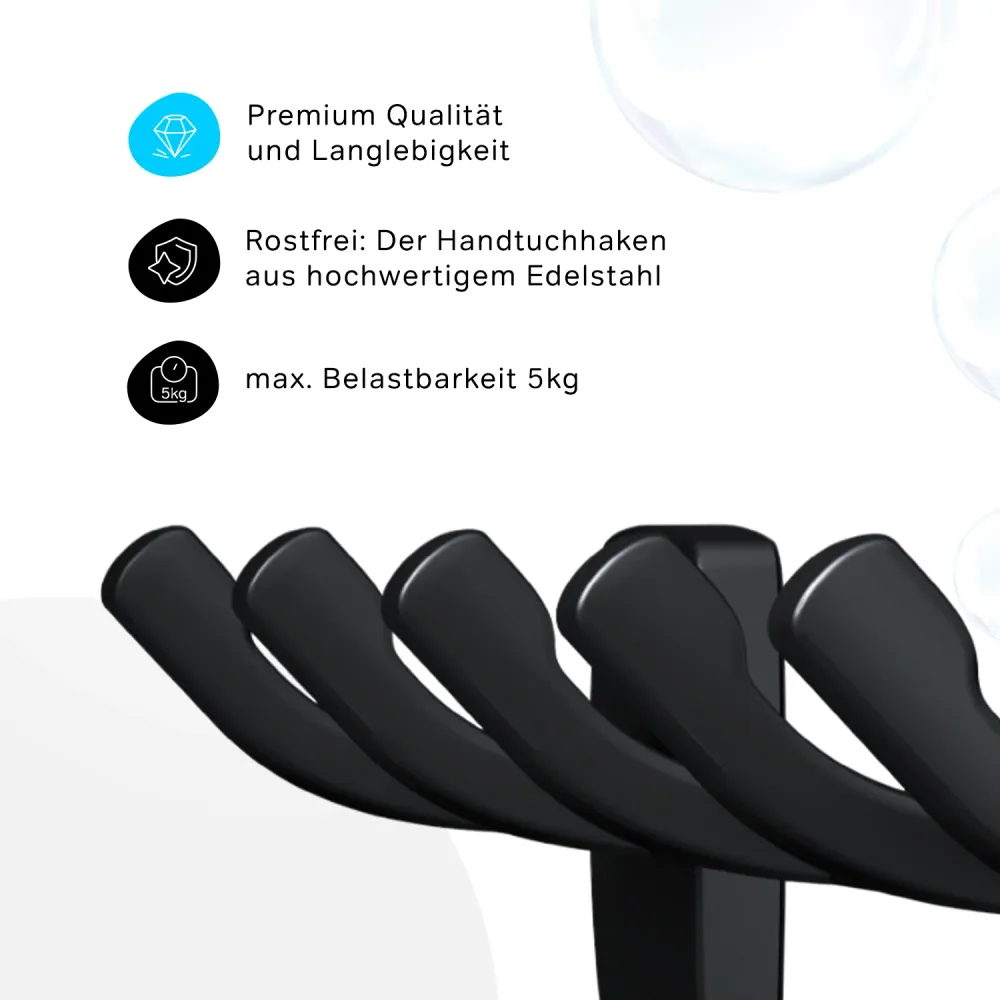 AGA35922 Handtuchhaken Gem Handtuchhaken-Set Wandhaken, Schwarz