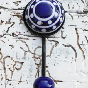Garderobenhaken, Keramikhaken, Wandhaken, Kleiderhaken, blau