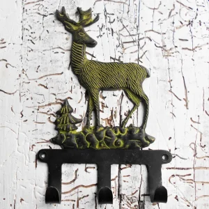 Garderobenhaken, Wandhaken, Kleiderhaken, Messing, Hirsch