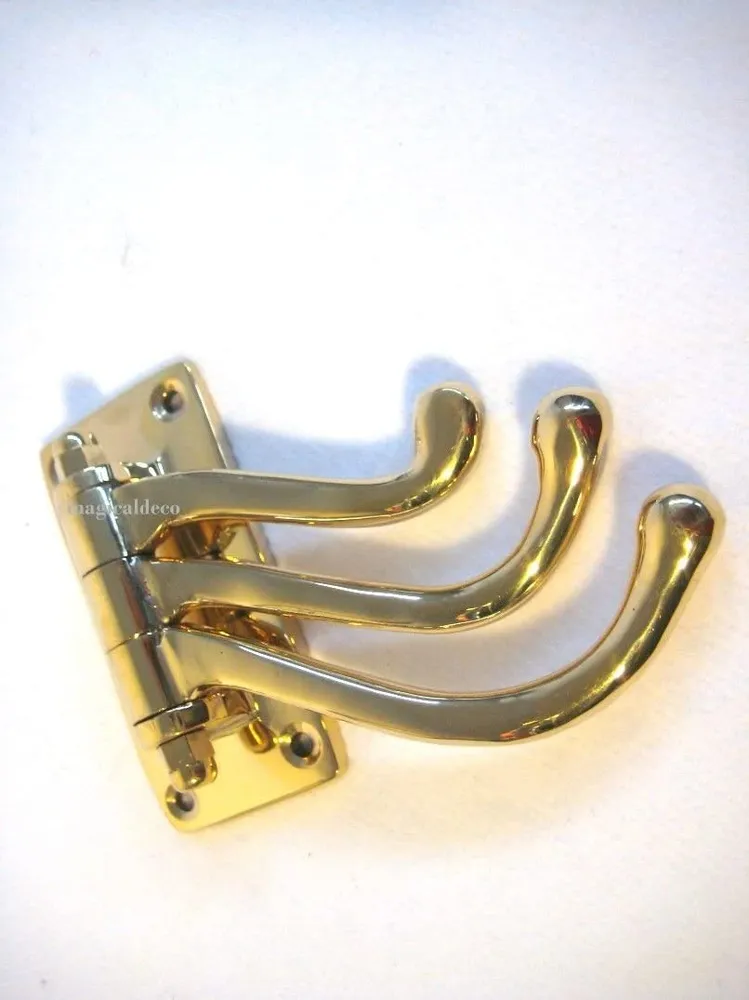 Wandhaken, schwenkbar 3armig aus Messing- massiv 235 g