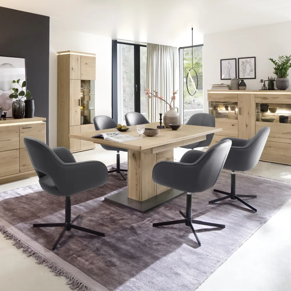 2er Set Esszimmerstuhl anthrazit - MELROSE