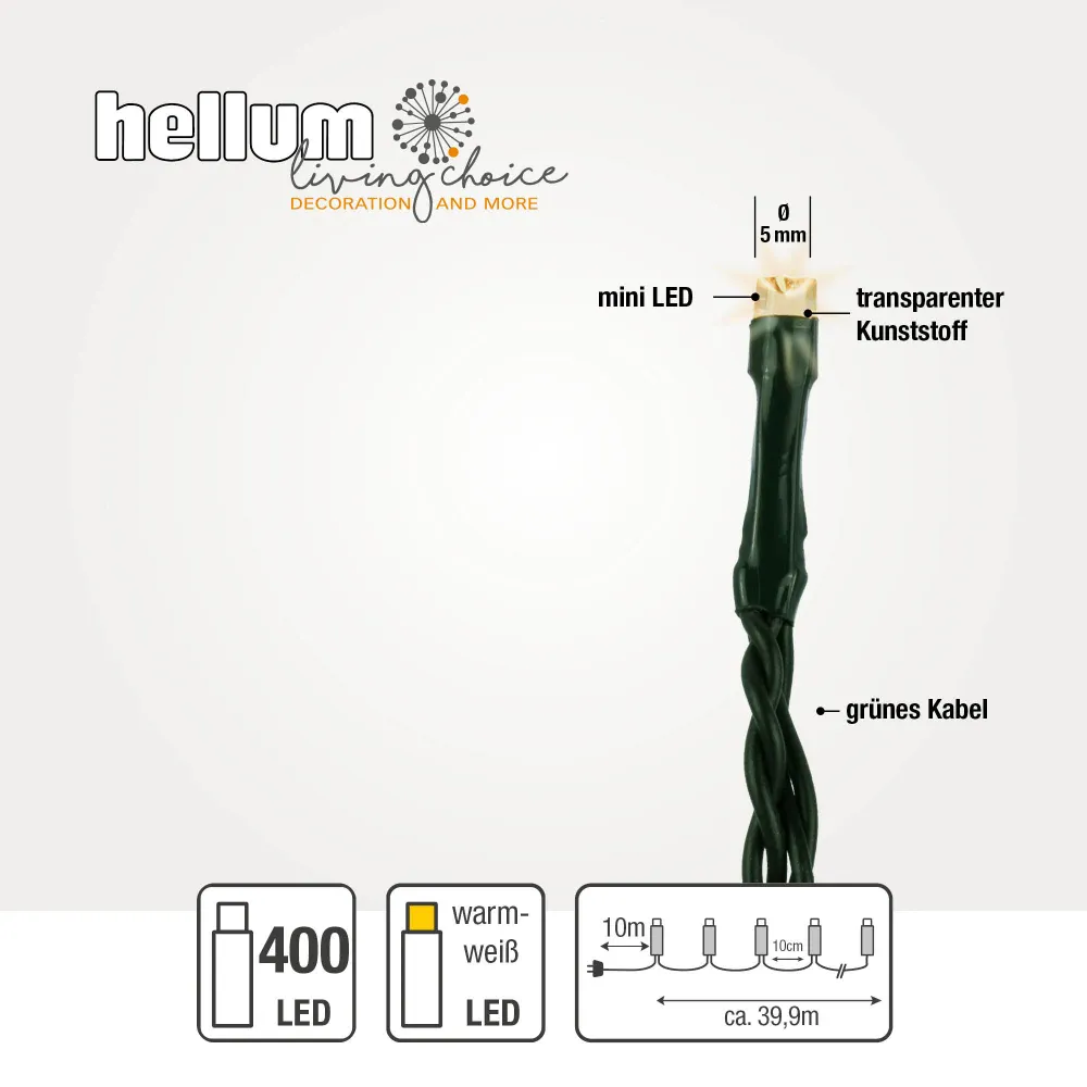 400-tlg. LED-Lichterkette, warm-weiße LEDs, Außen-Trafo_579482