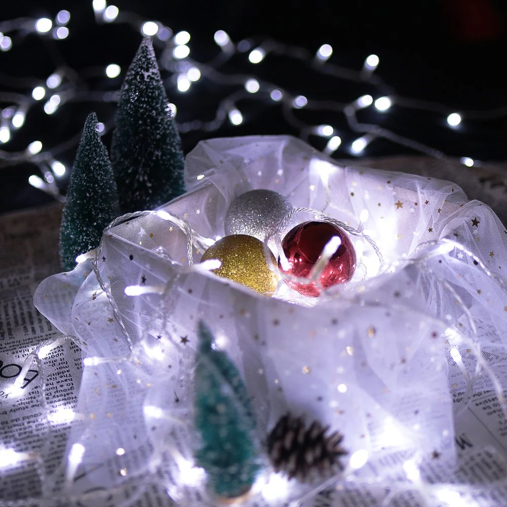 40M 400 LED Lichterkette Kaltweiß 31V Weihnachtsbeleuchtung Außenlichterkette 8 Funktiontyp Memory