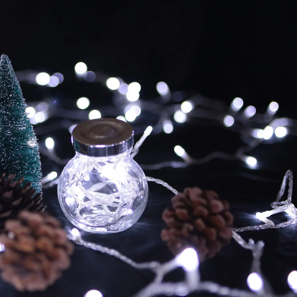 40M 400 LED Lichterkette Kaltweiß 31V Weihnachtsbeleuchtung Außenlichterkette 8 Funktiontyp Memory