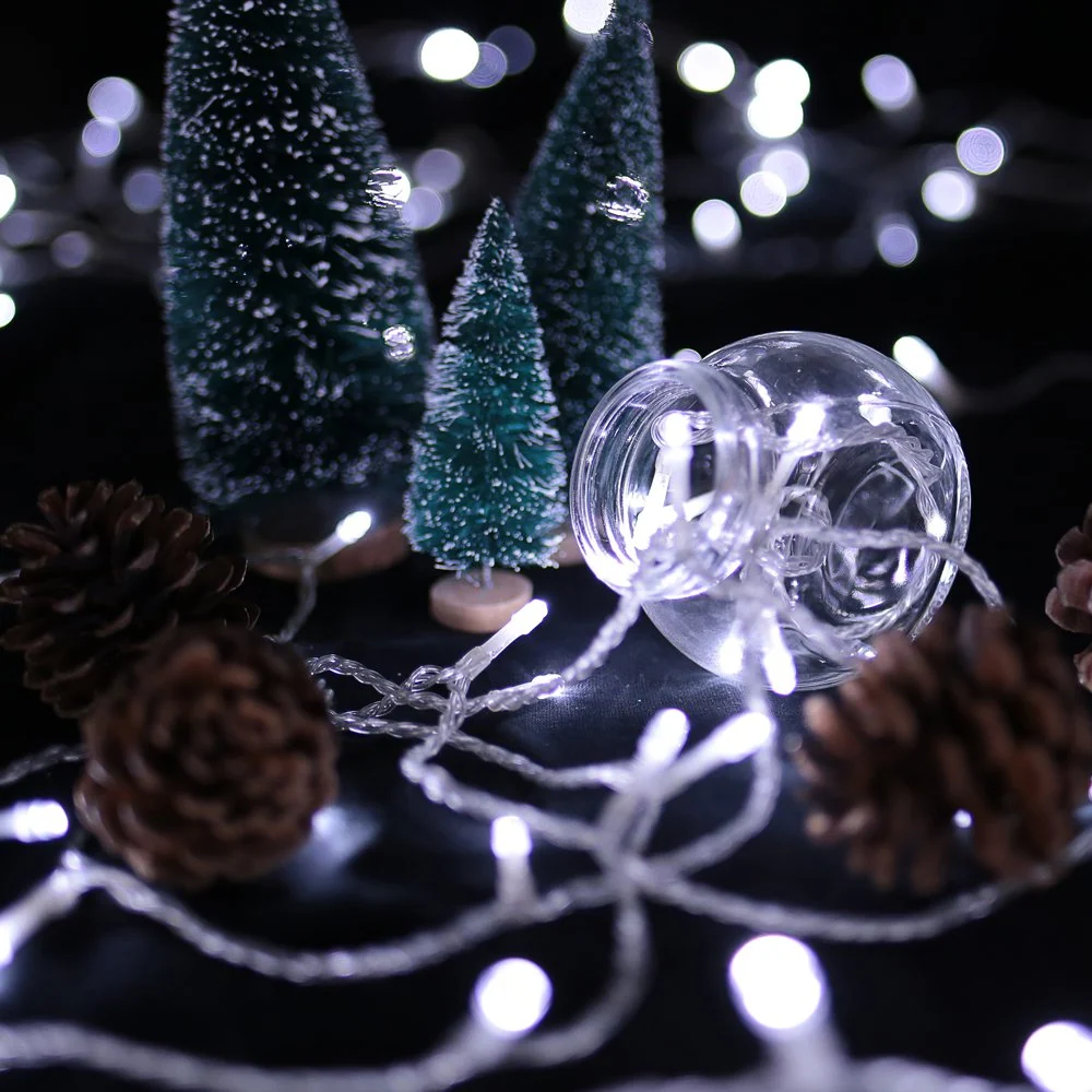 40M 400 LED Lichterkette Kaltweiß 31V Weihnachtsbeleuchtung Außenlichterkette 8 Funktiontyp Memory
