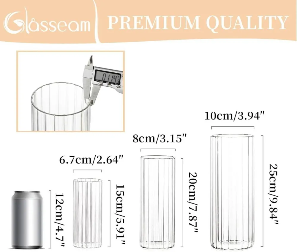 6er Glaszylinder Kerzenhalter Set für Hochzeit & Deko