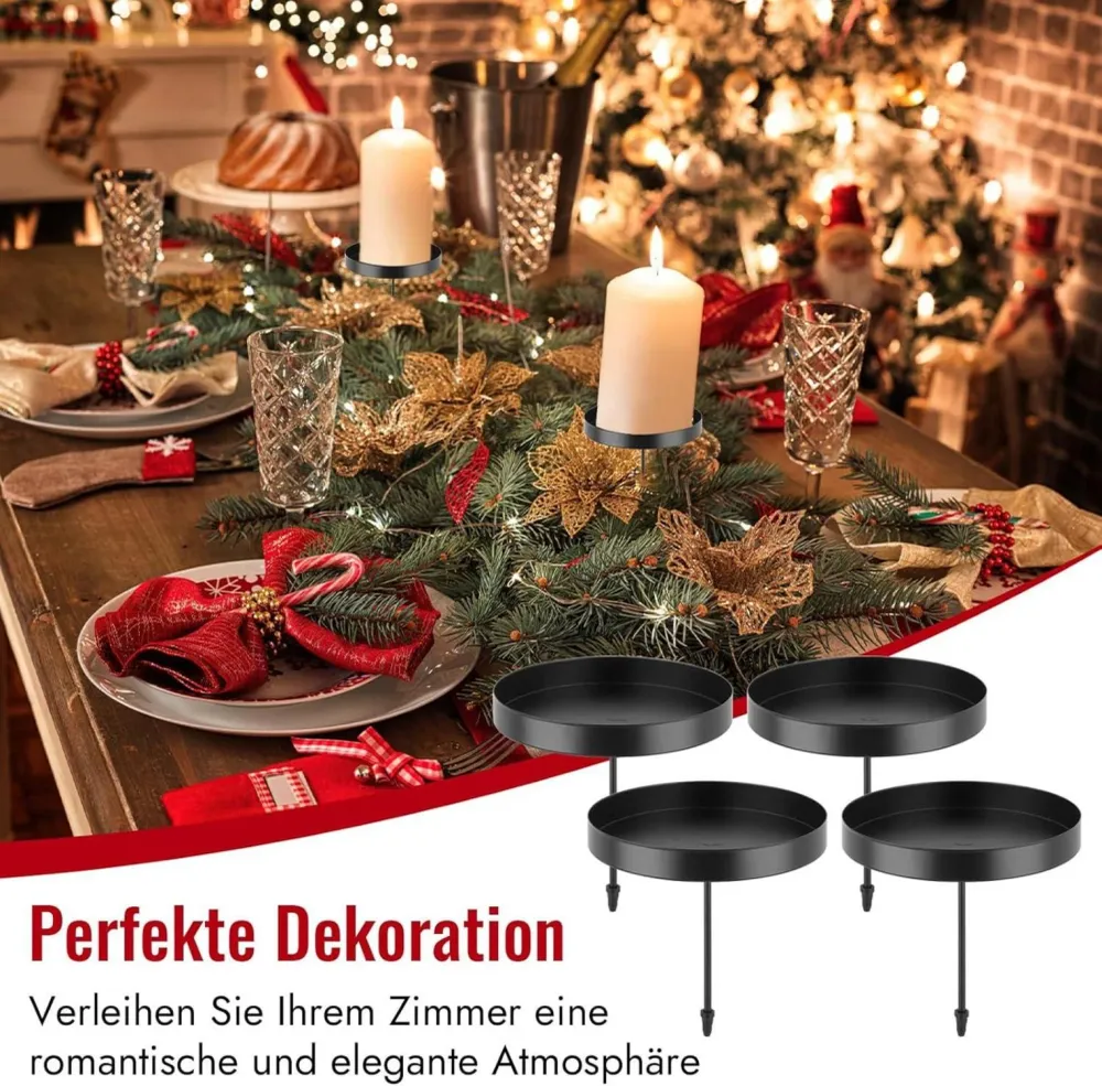 6er Set Schwarze Metall Kerzenhalter für Stab- und