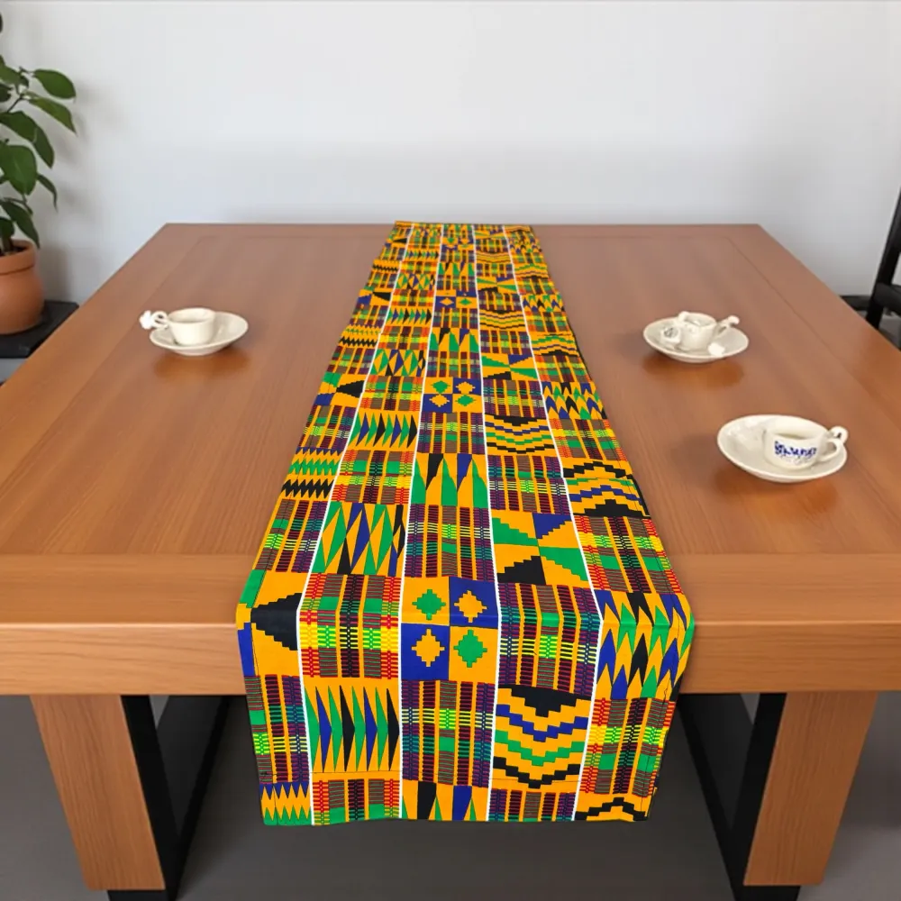 Afrikanischer Print Tischläufer - Tischdecke - Gelb Kente