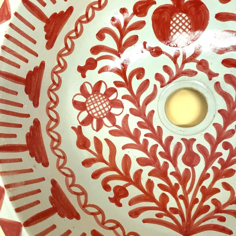 Arabisches Keramikwaschbecken Fez 40cm Granadino Rot | Marokkanisches Kunsthandwerk