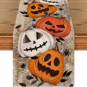 Artoid Halloween Tischläufer Kürbisse Spinnennetz 40x300 cm